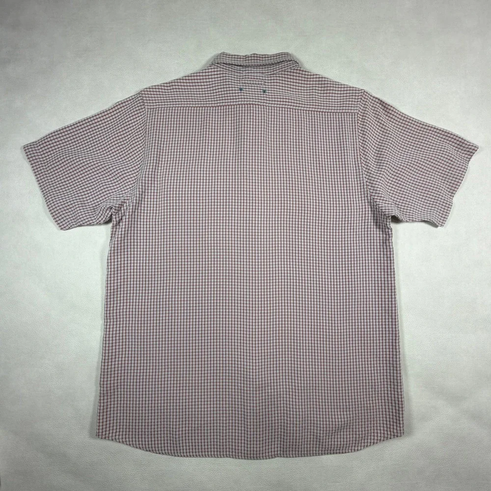 The North‎ Face Mens Medium M Red Micro Check Short Sleeve Vented Hiking Shirt